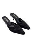 Black Rose Mesh Heeled Mules Source