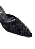 Black Rose Mesh Heeled Mules Source