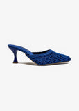 Electric Lace Heeled Mules in Royal Blue Source
