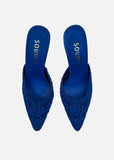 Electric Lace Heeled Mules in Royal Blue Source