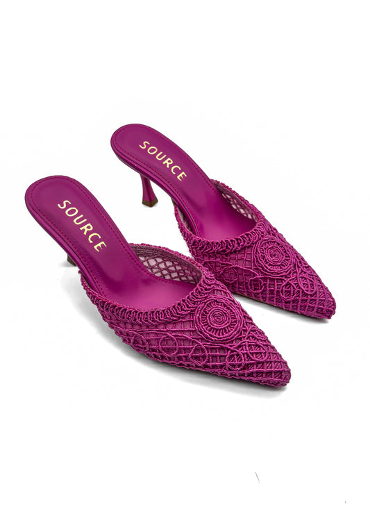Lace Heeled Mules Fuchsia Source