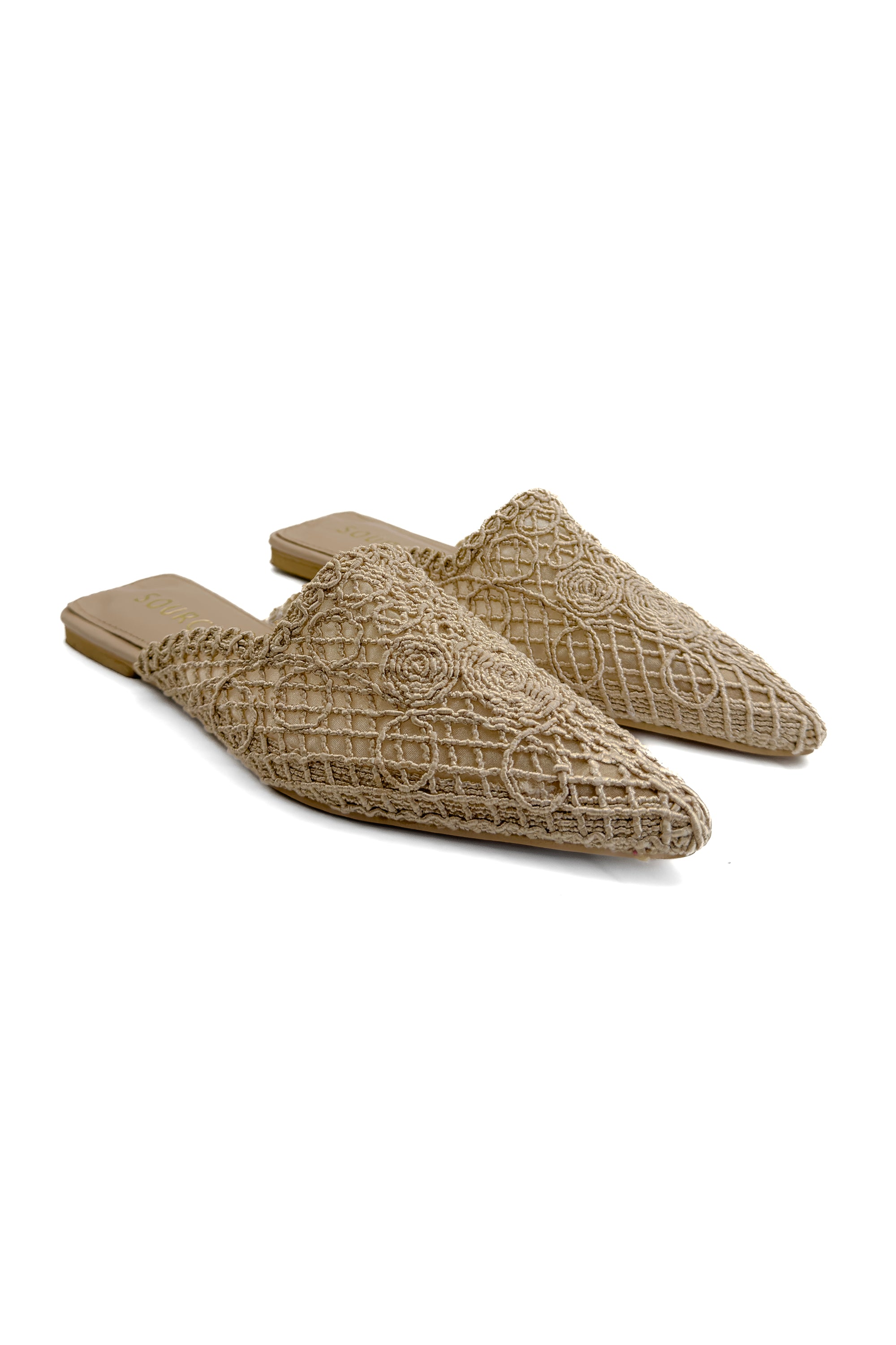 Nude Lace Whisper Pointed Mules Source