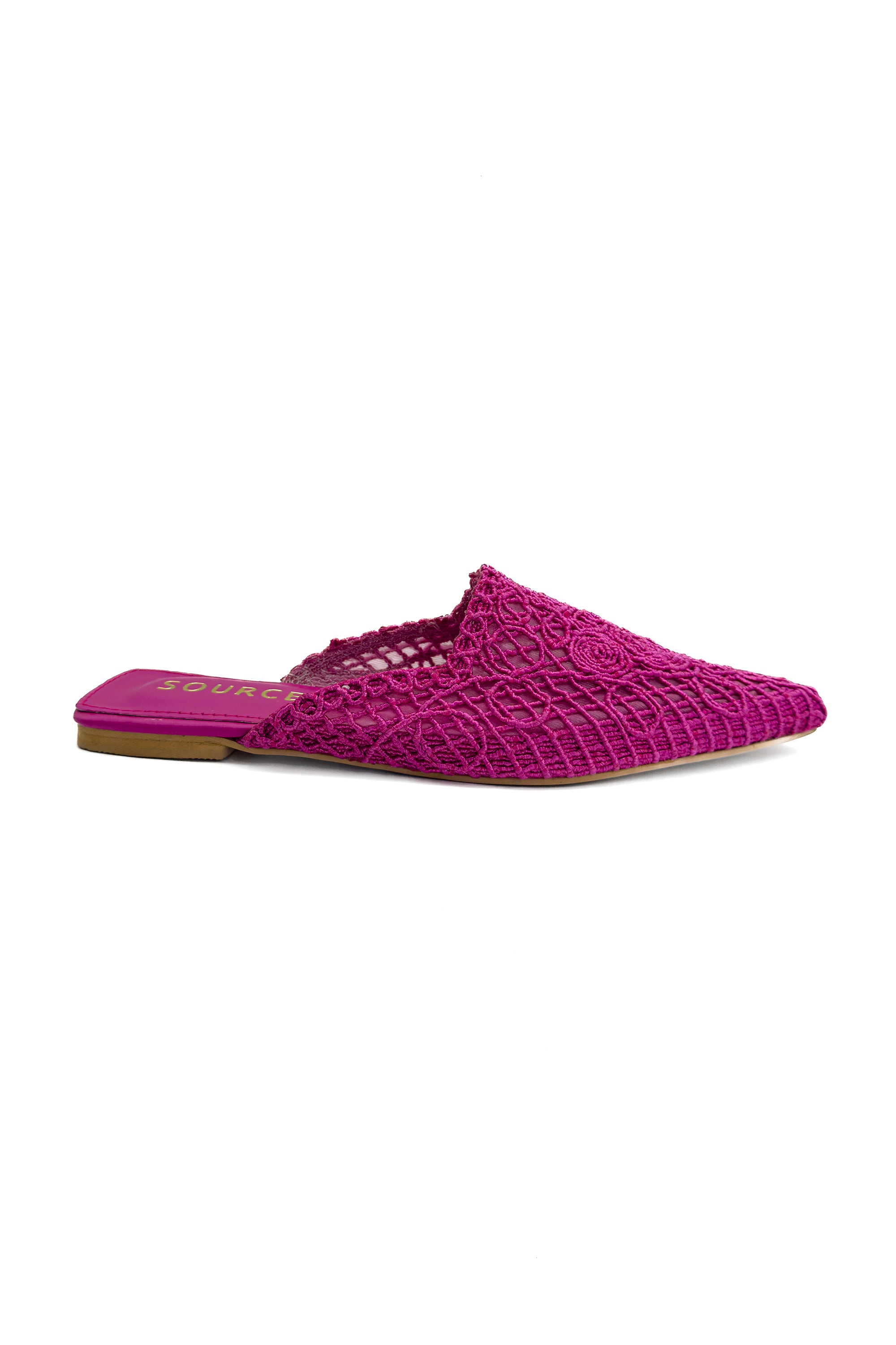 Fuchsia Lace Tease Pointed Mules Source