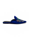 Velvet Bloom Embroidered Mules in Royal Blue Source