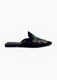 Black Velvet Bloom Embroidered Mules Source