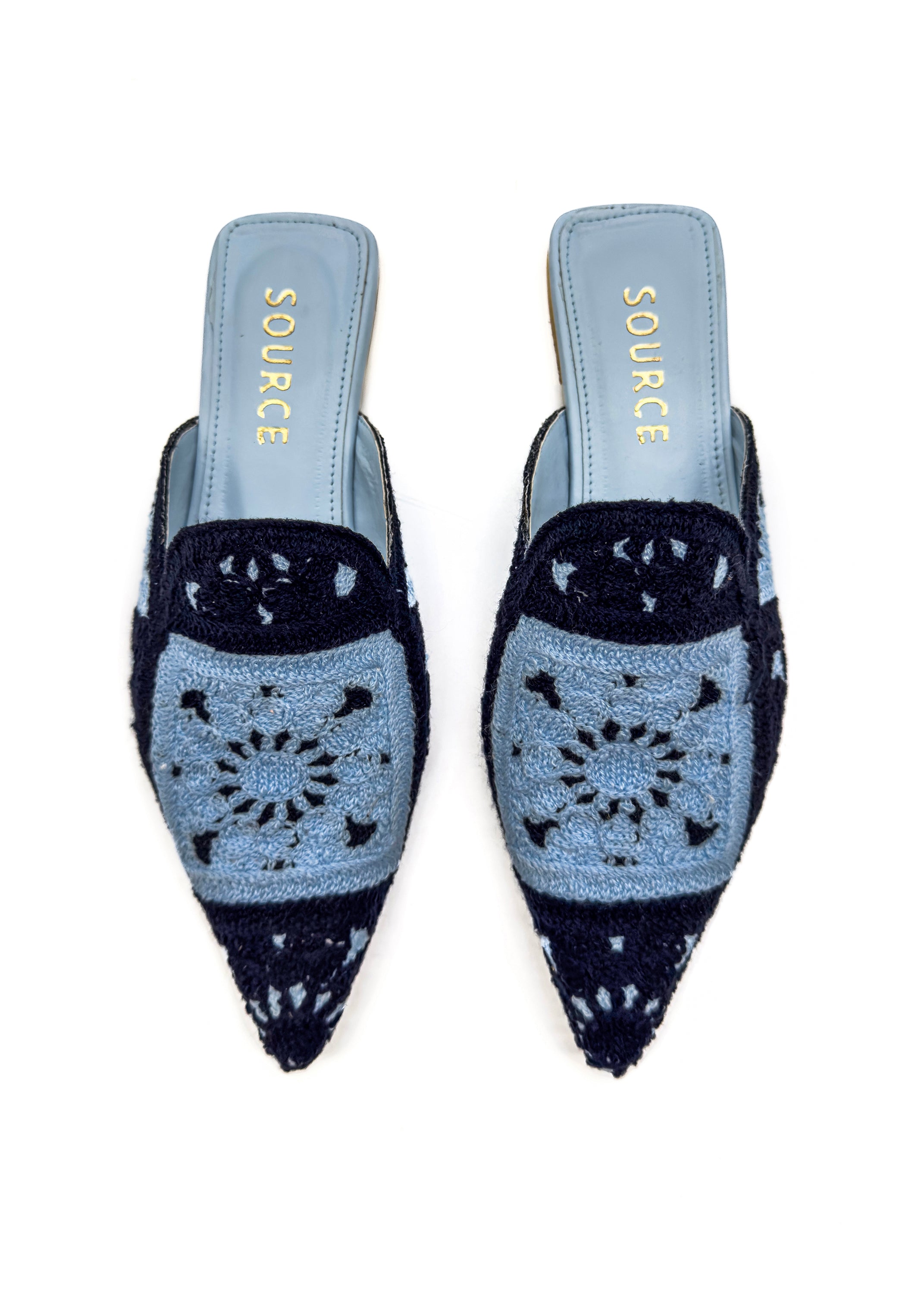 Blue Elara Crochet Slides Source