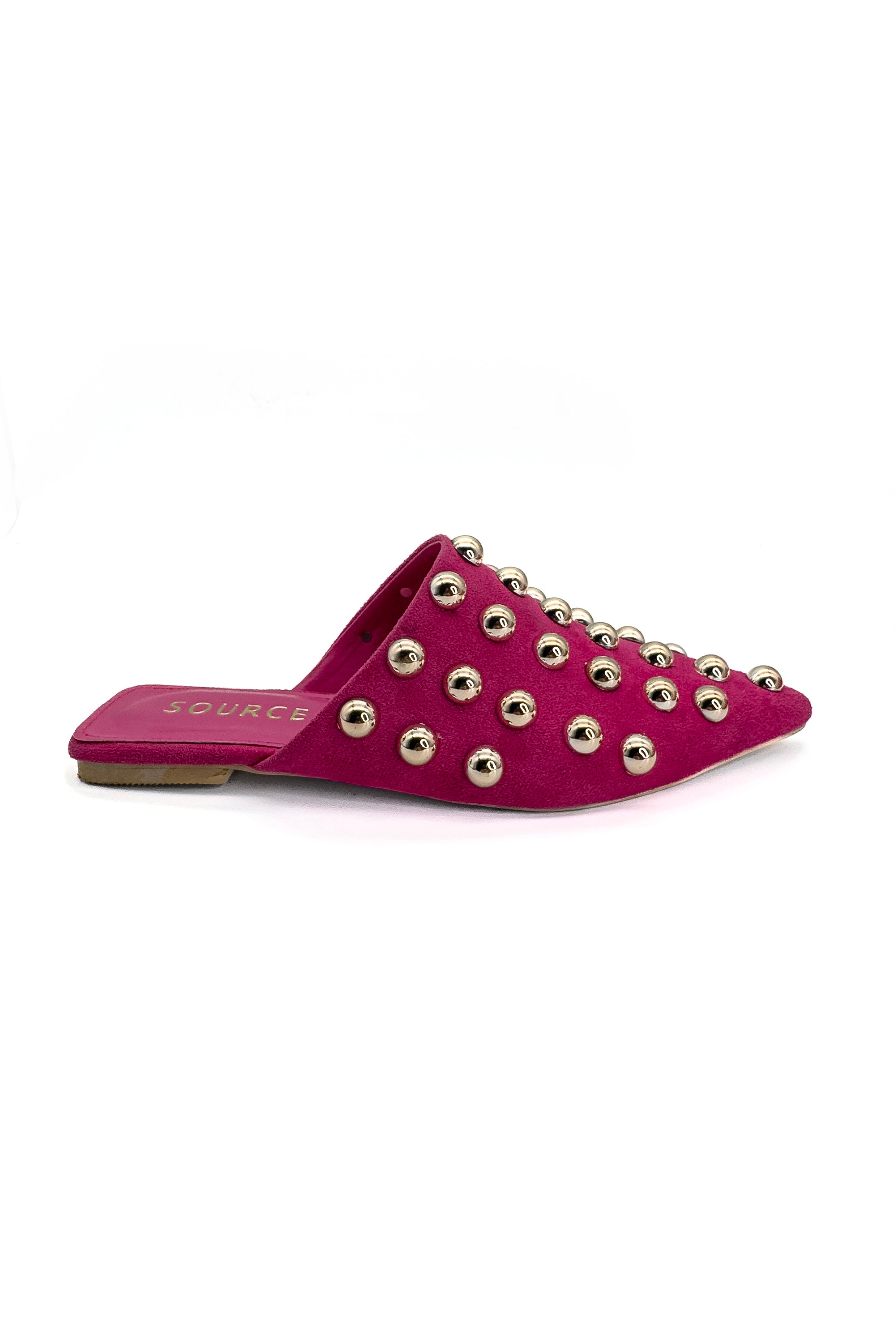 Hot Pink Studded Rebel Mules Source