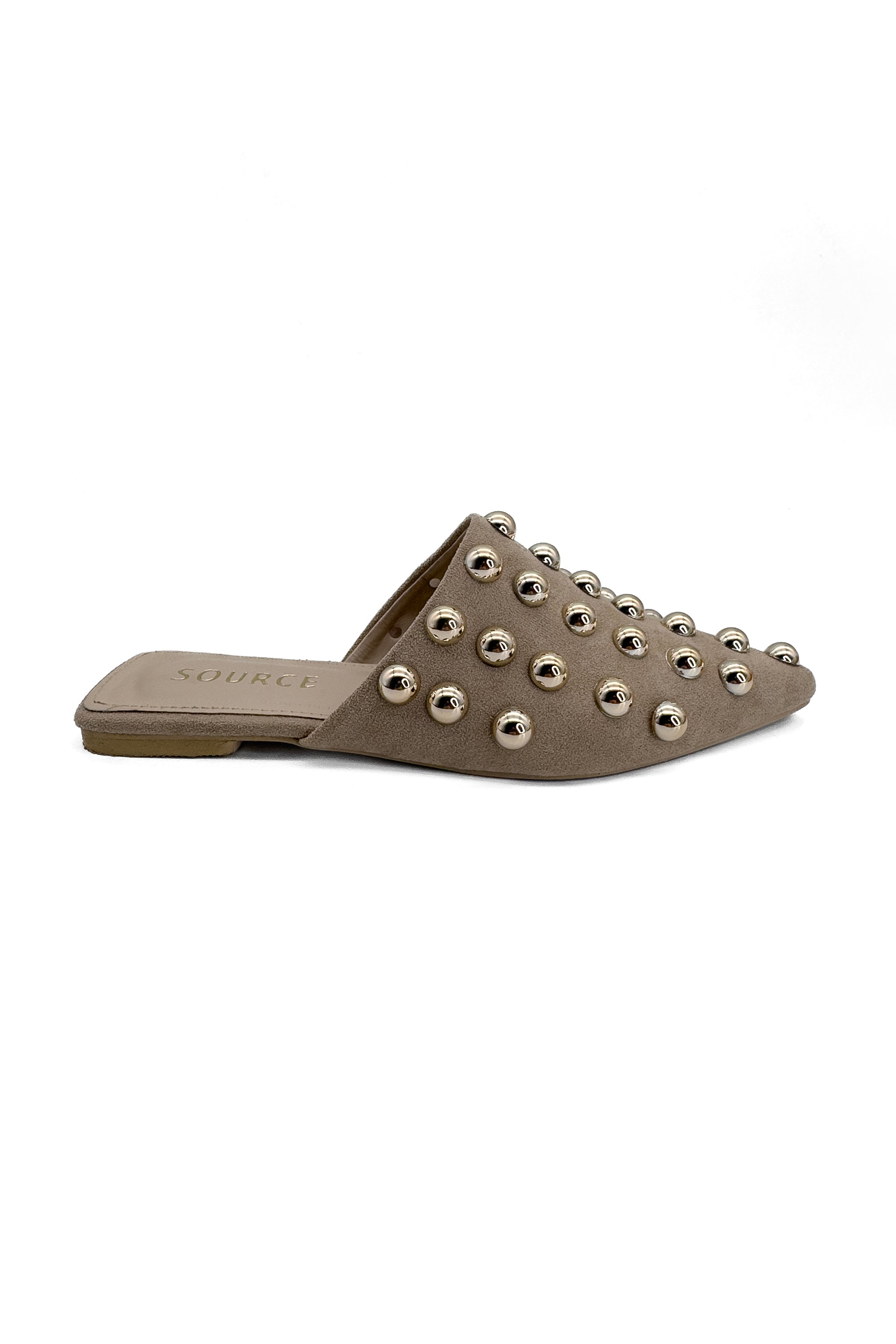 Taupe Glam Studded Mules Source