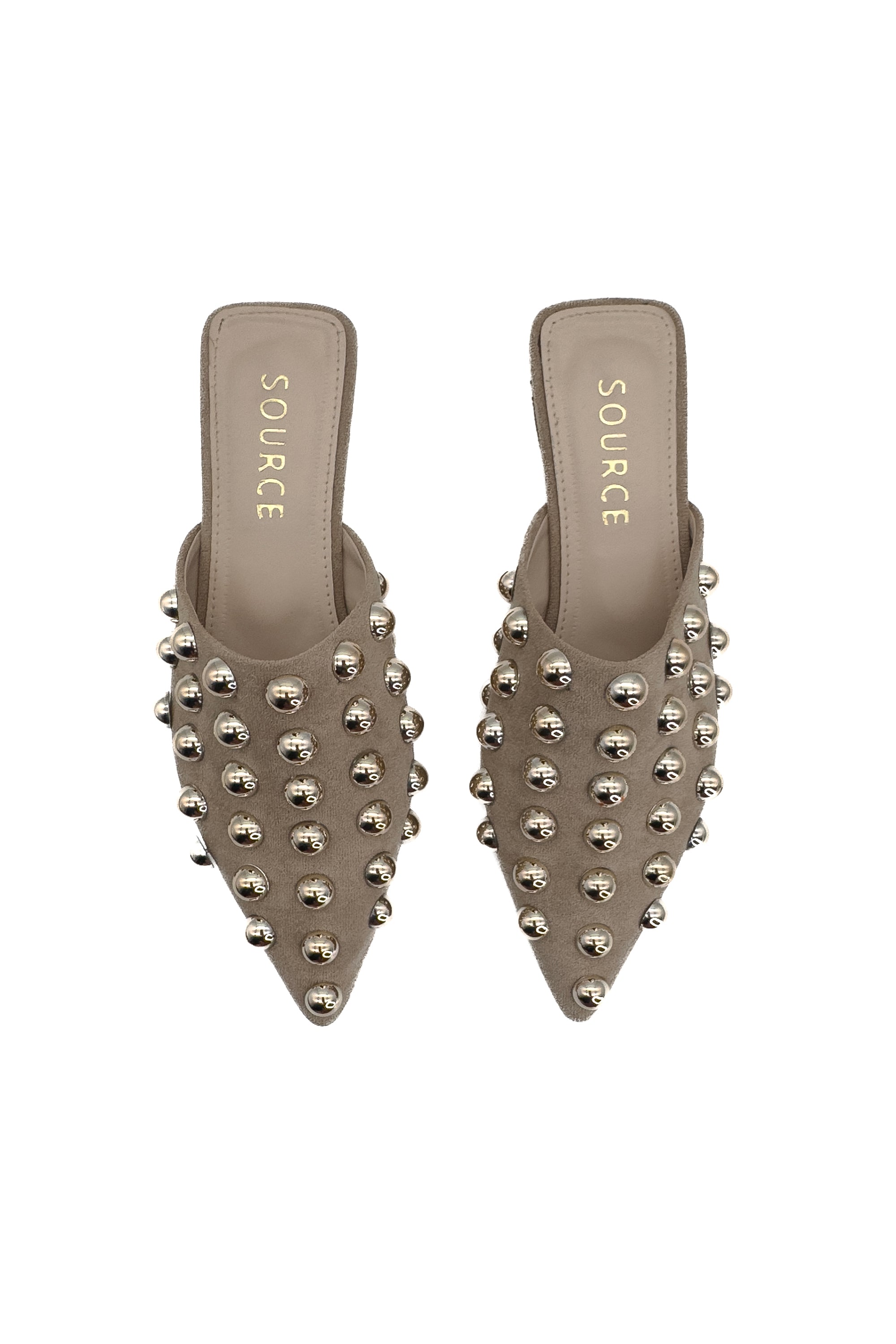 Taupe Glam Studded Mules Source