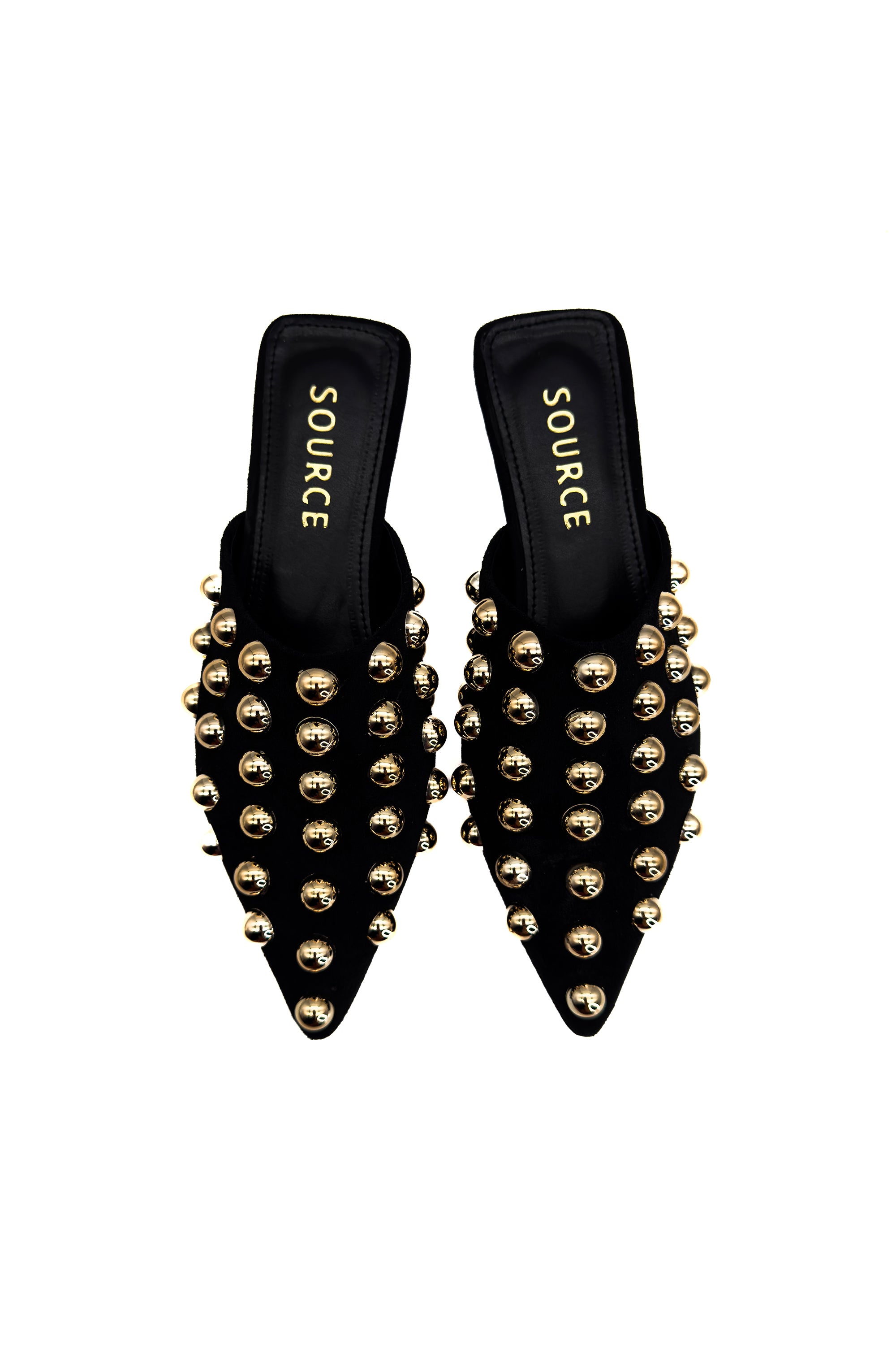 Black Studded Temptation Mules Source