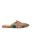 Beige Wildflower Woven Slides