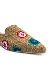 Beige Wildflower Woven Slides