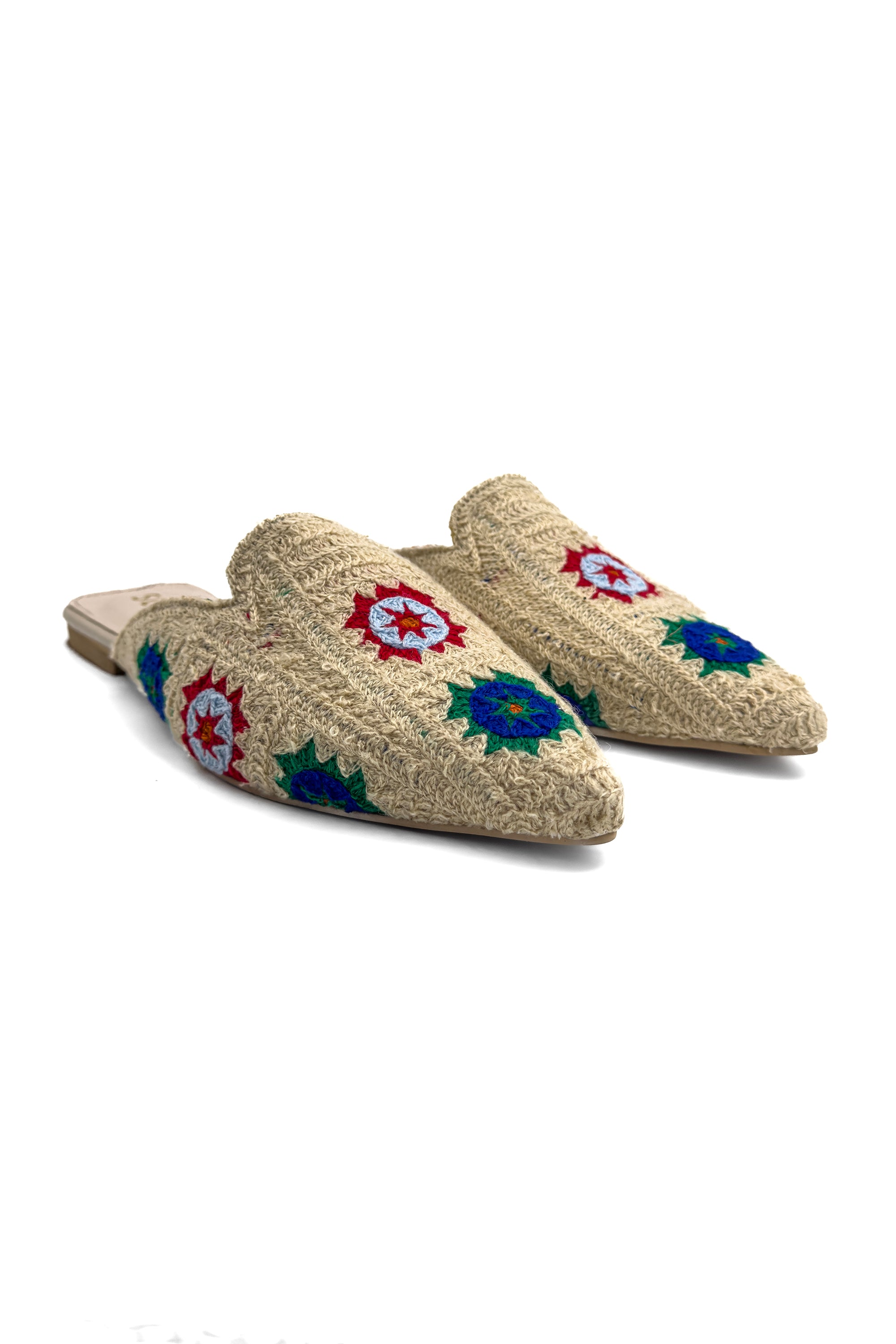 Natural Boho Bloom Mules Source