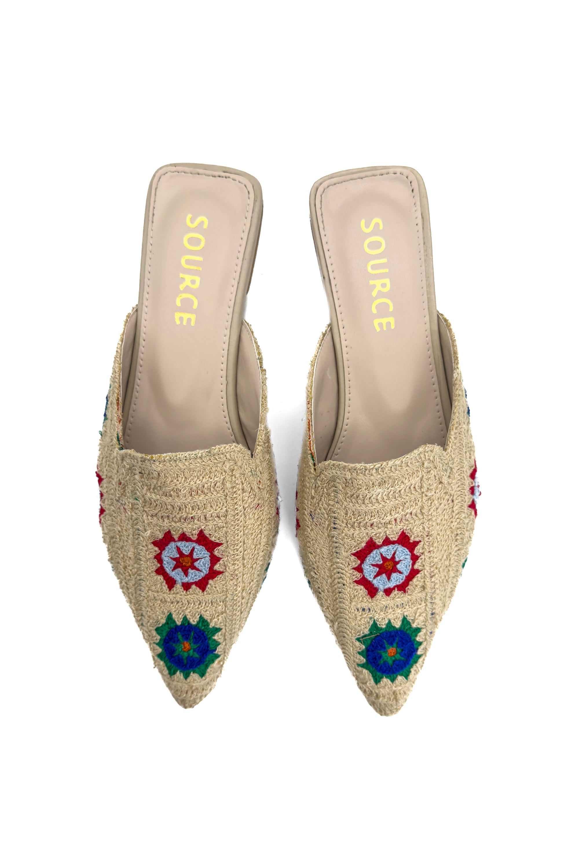 Natural Boho Bloom Mules Source