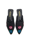 Black Boho Bloom Mules Source