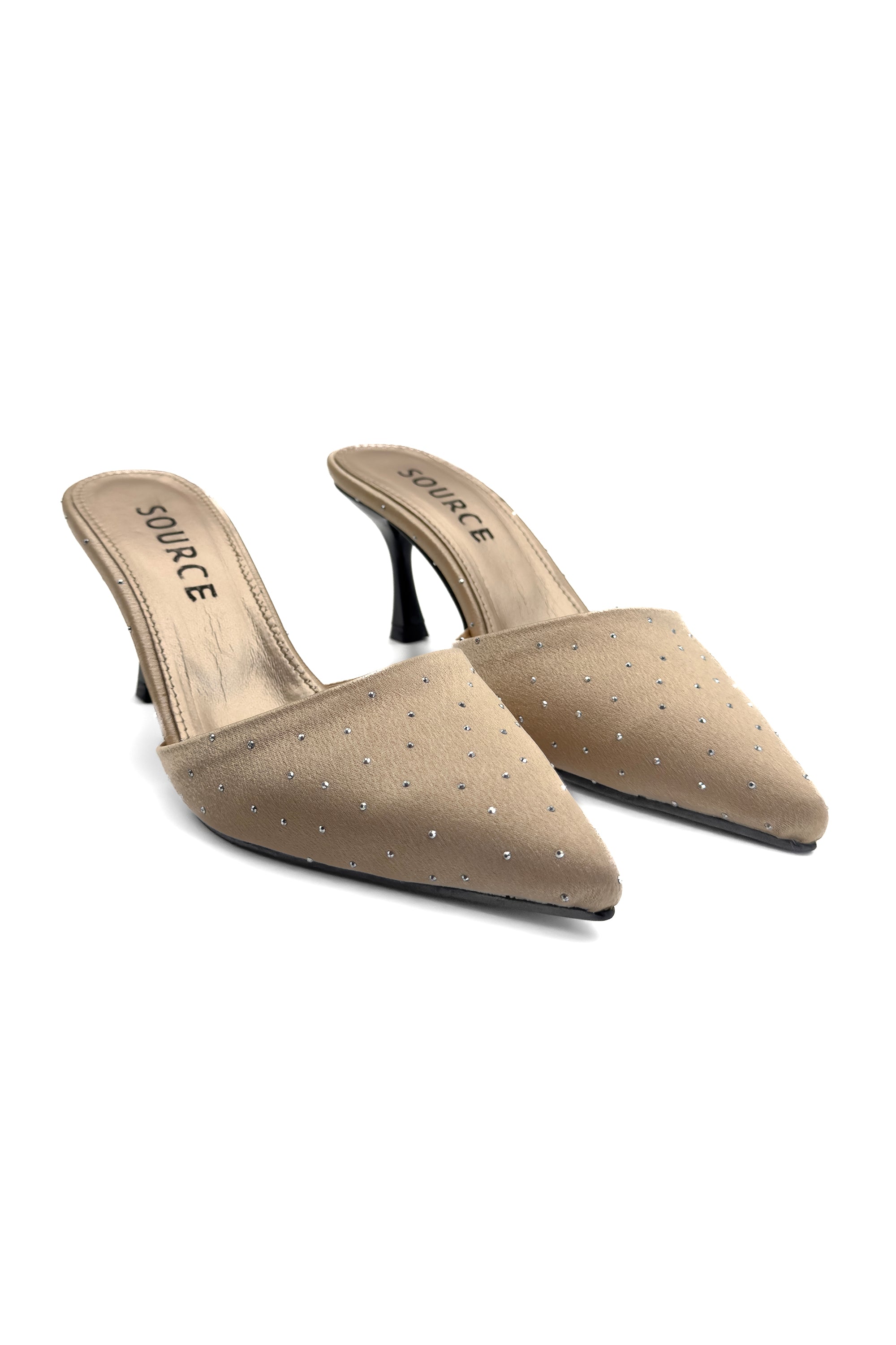Nude Crystal Dot Pointed Heels