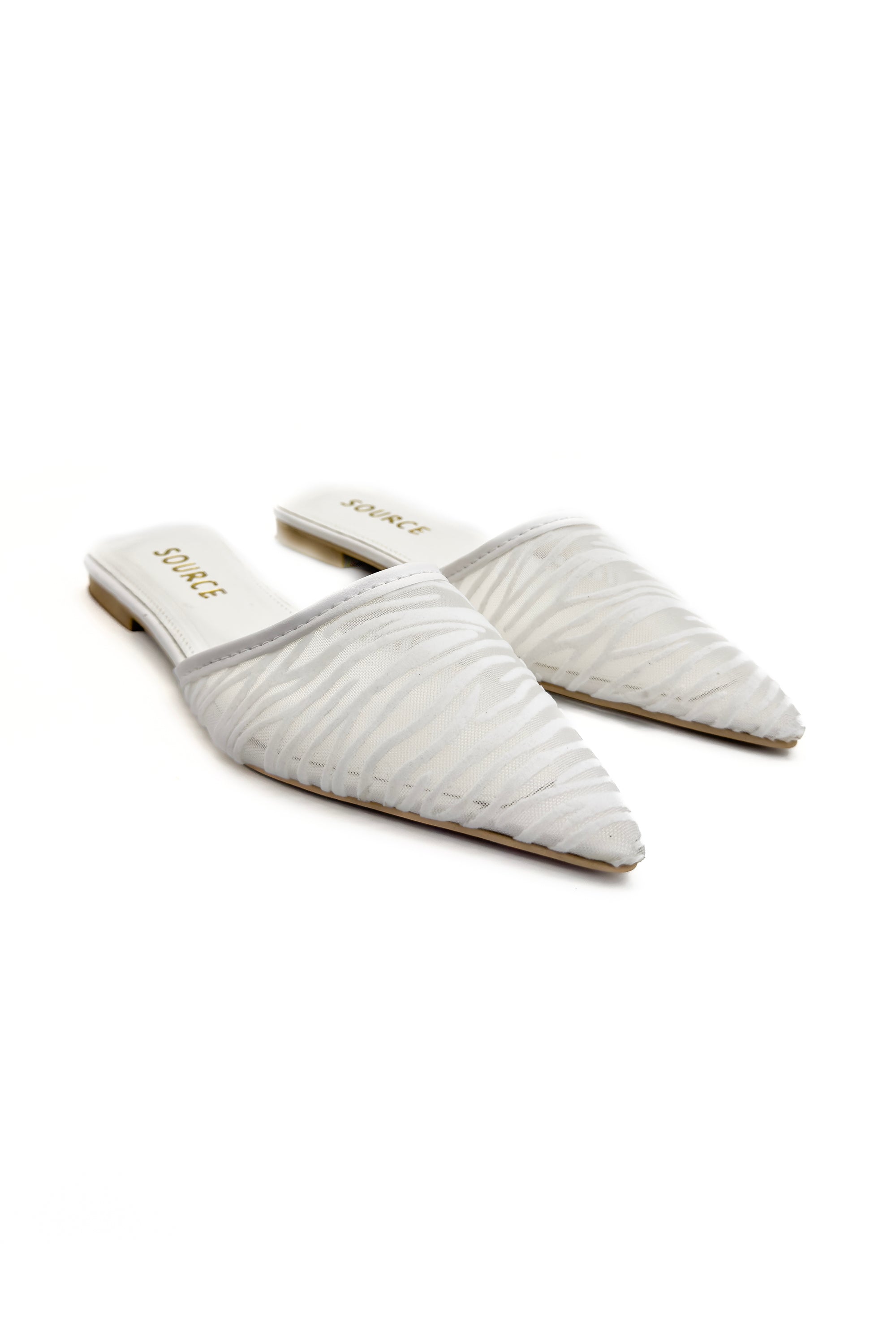 White Mirage Mesh Slippers Source