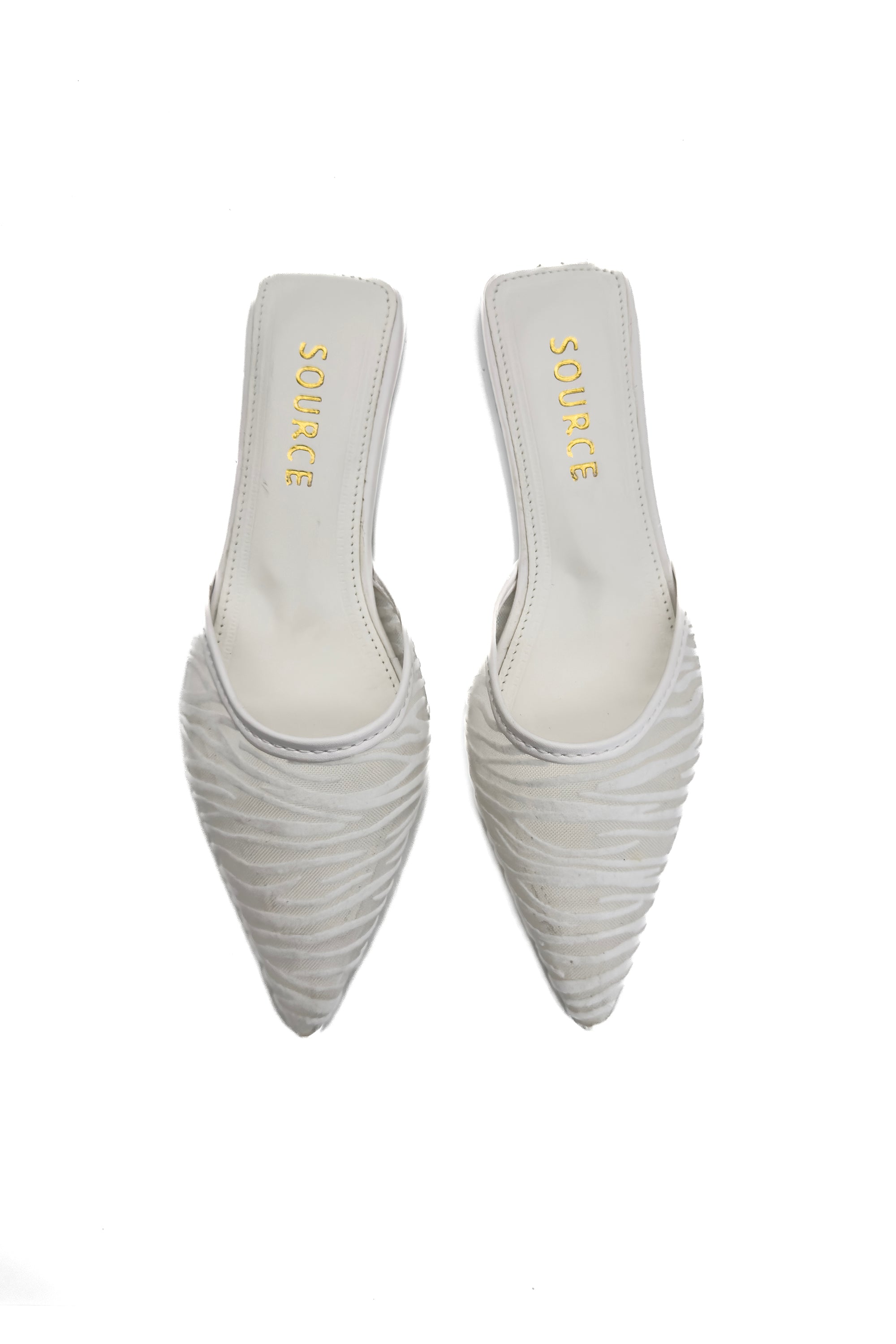 White Mirage Mesh Slippers Source