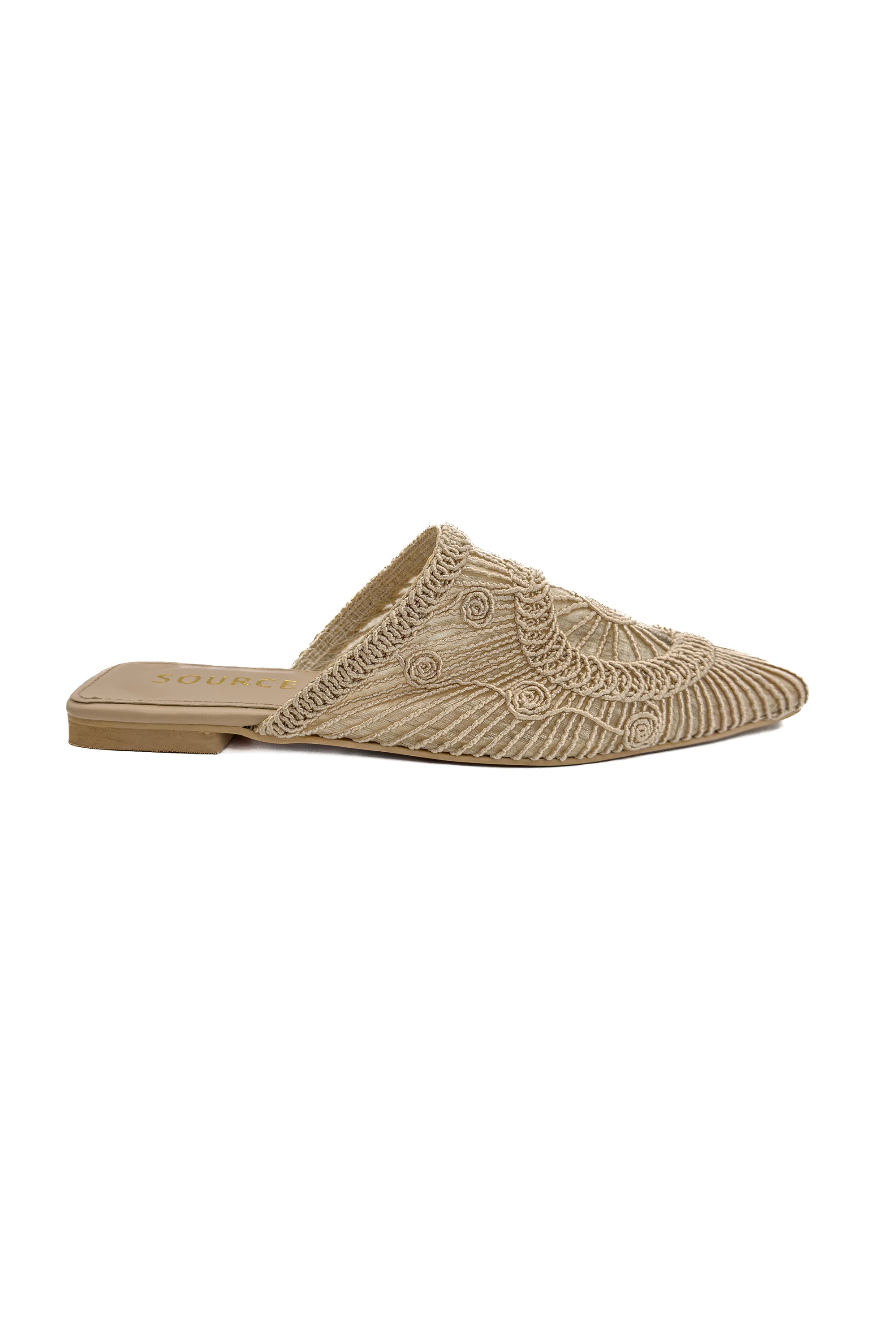 Beige Soleil Embroidered Slippers Source