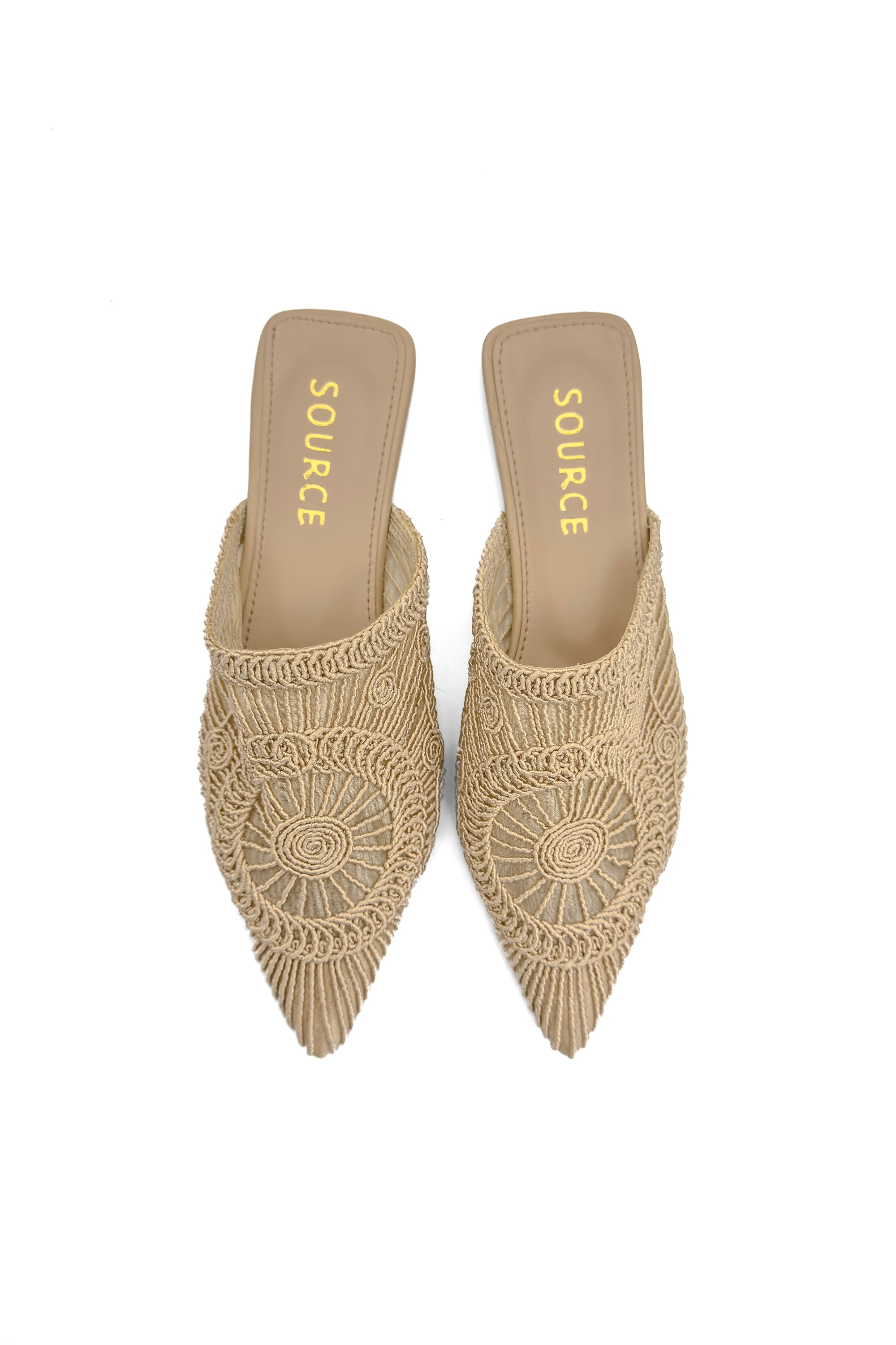 Beige Soleil Embroidered Slippers Source