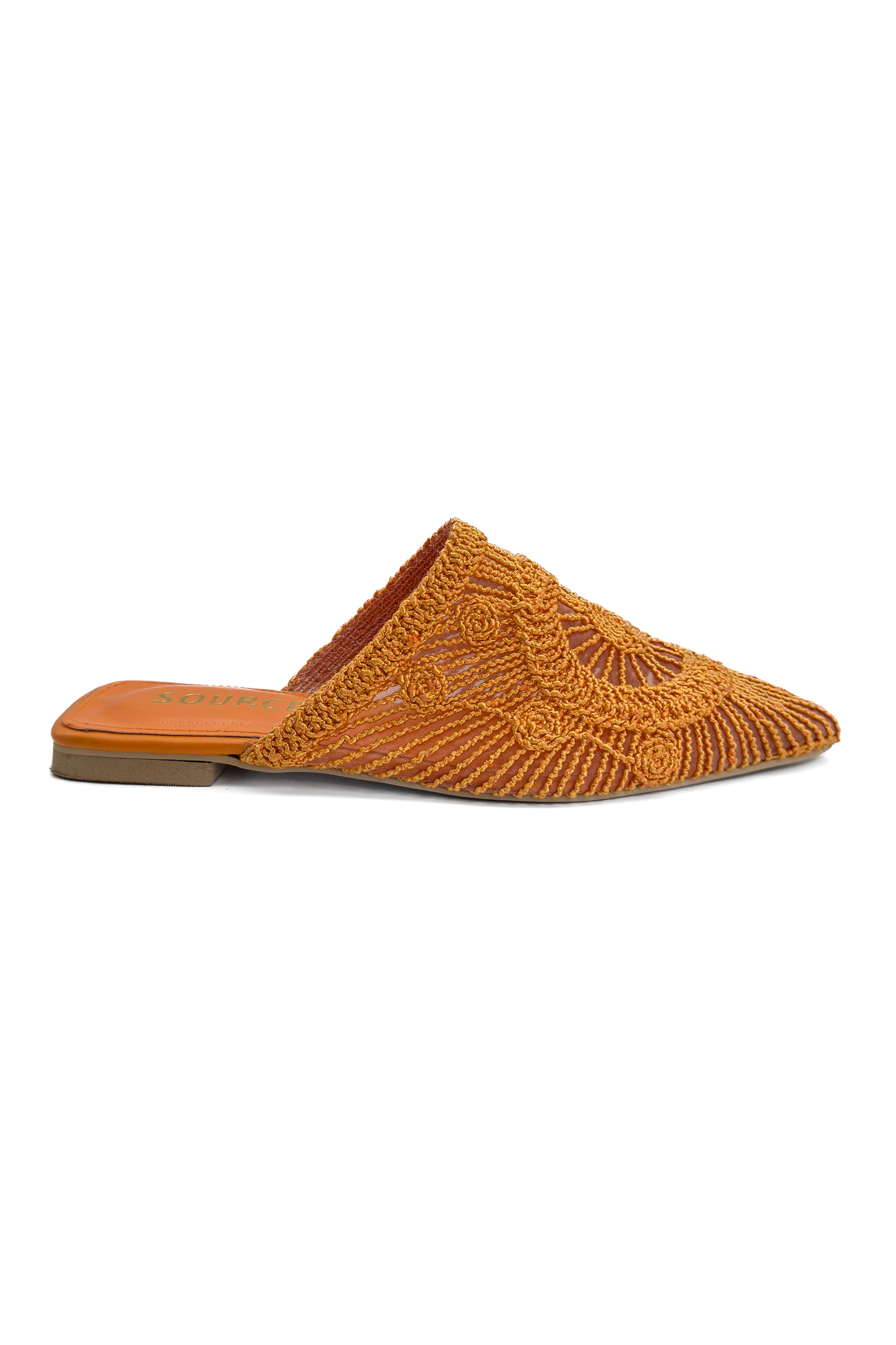 Burnt Amber Soleil Embroidered Slippers Source