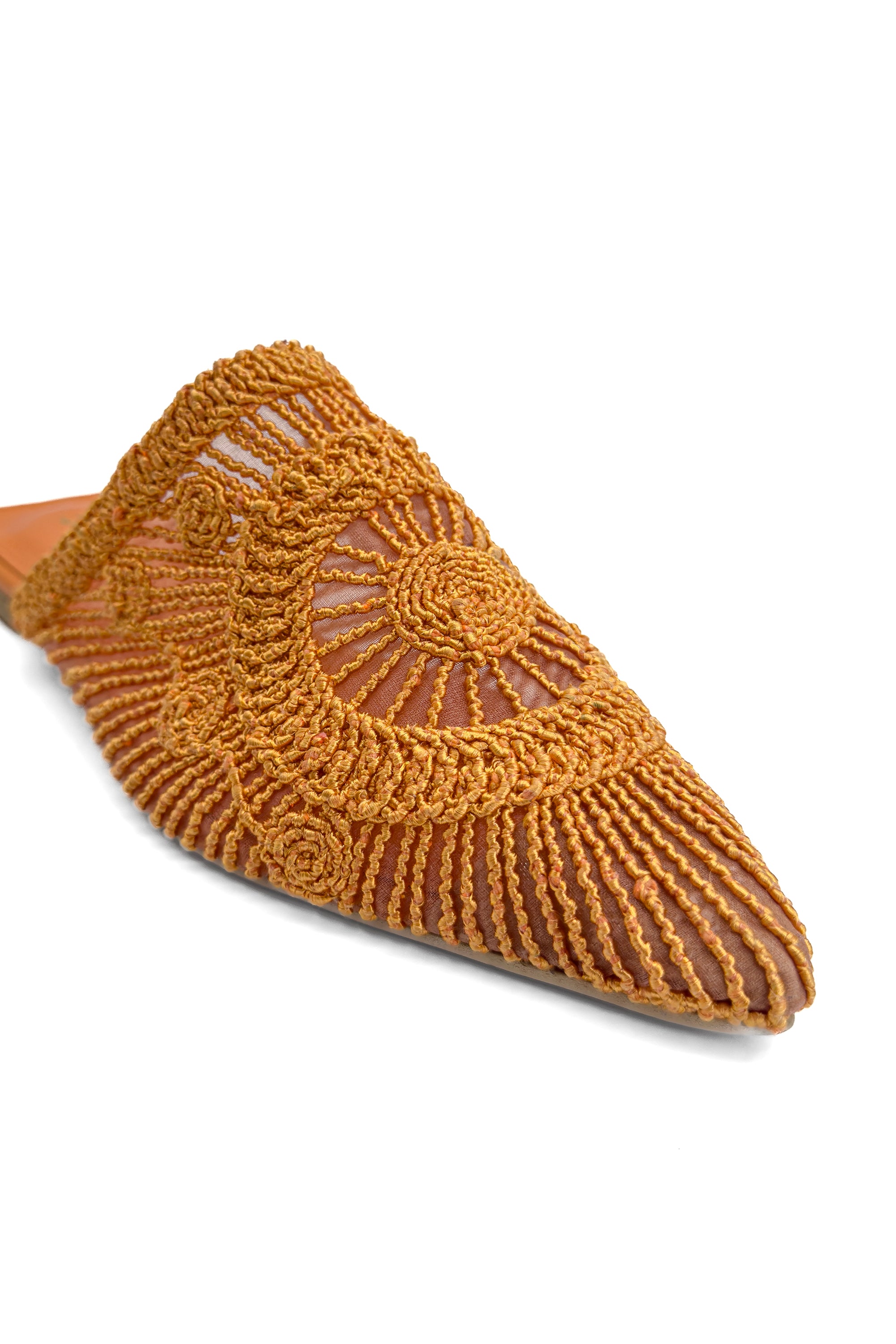Burnt Amber Soleil Embroidered Slippers Source