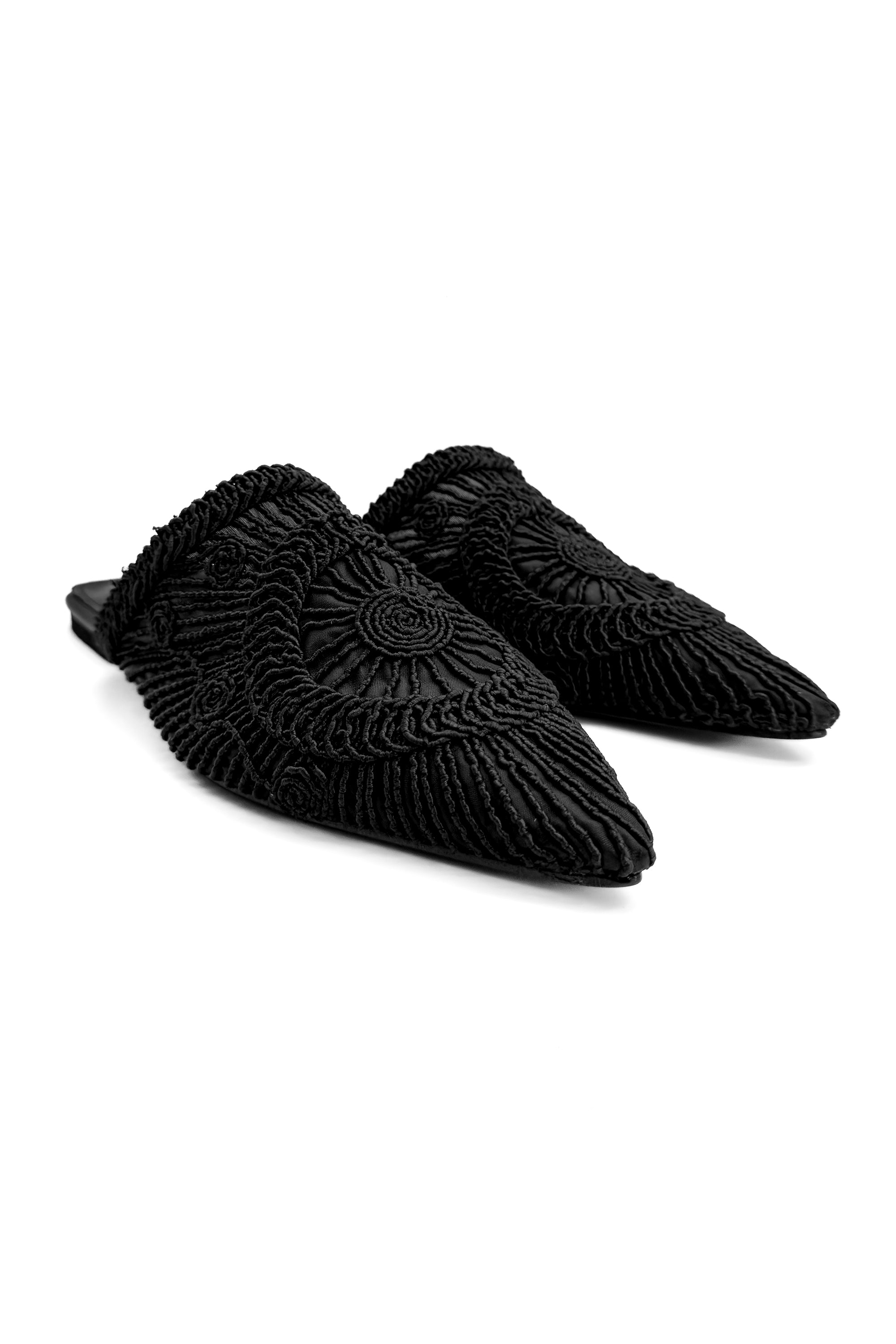 Black Noir Soleil Embroidered Slippers Source