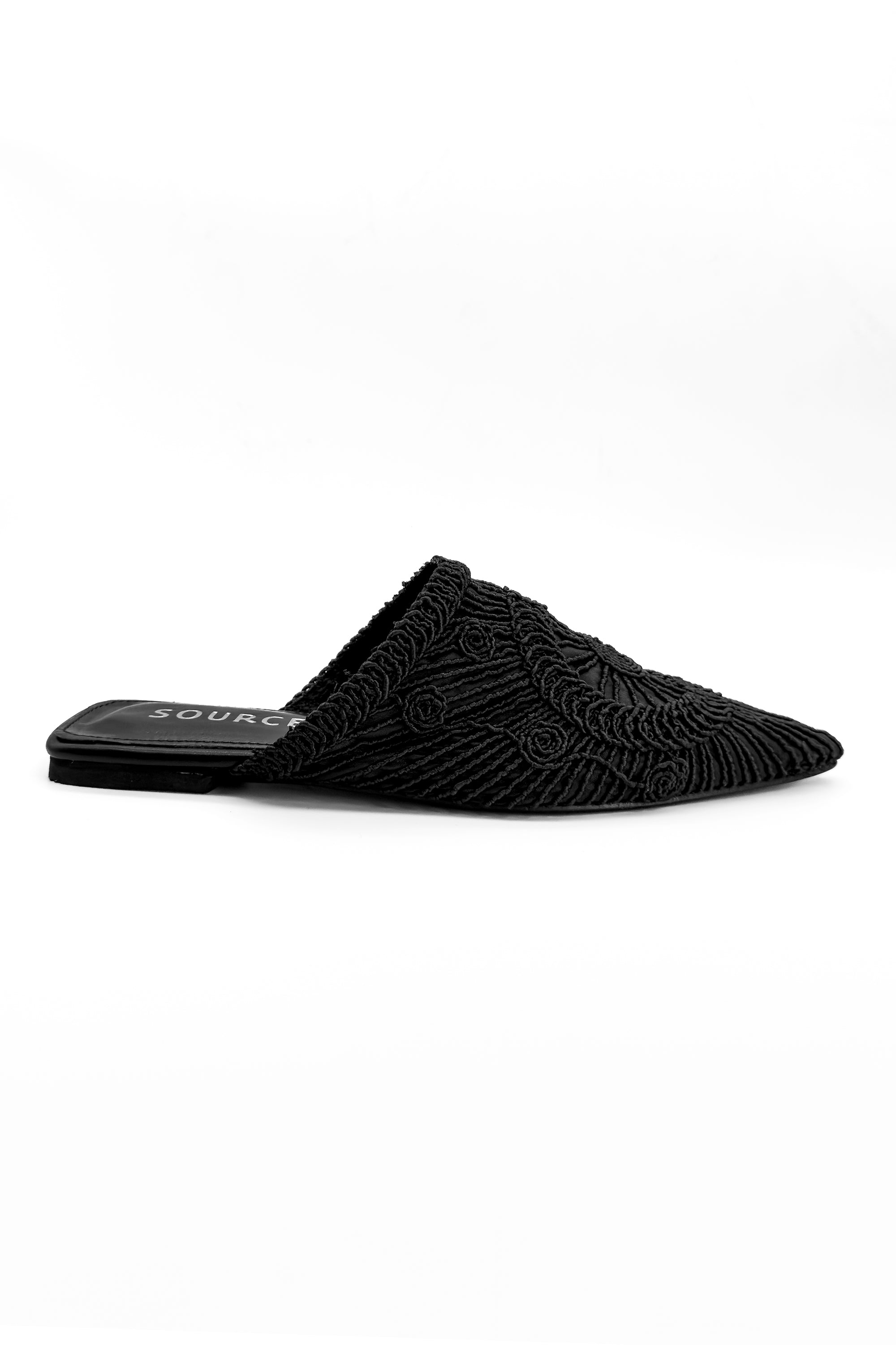Black Noir Soleil Embroidered Slippers Source