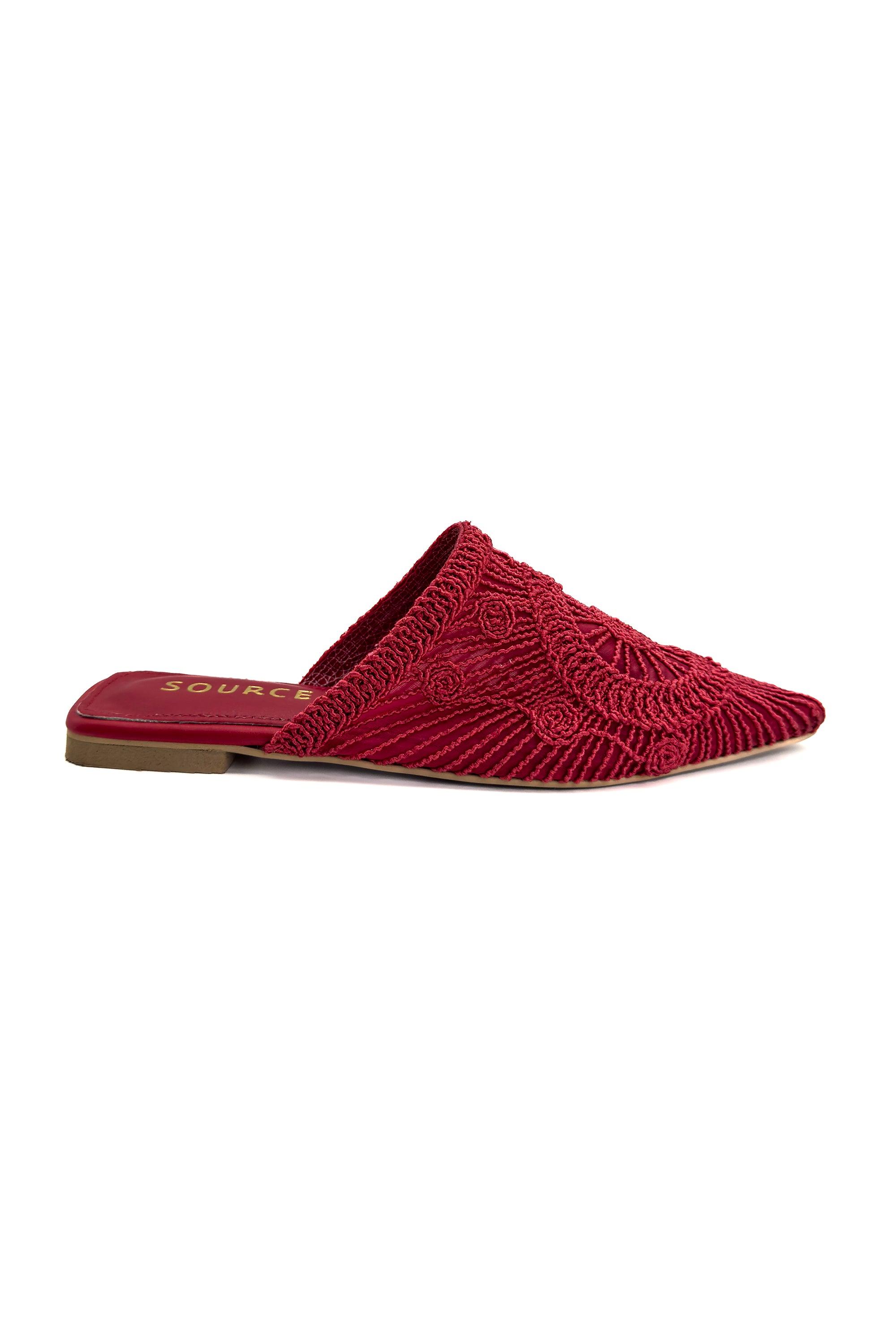 Red Ruby Soleil Embroidered Slippers Source