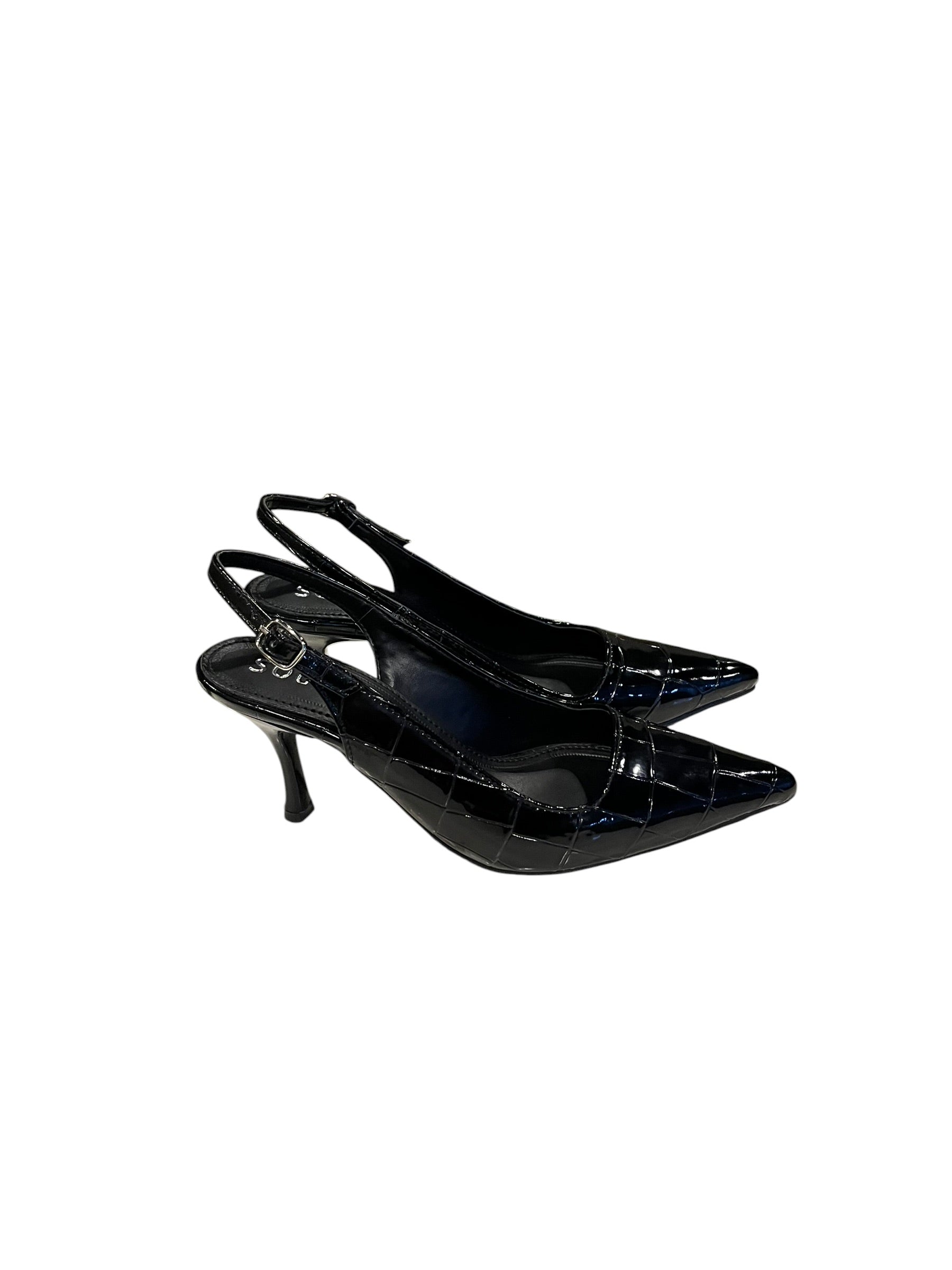 Croc Slingback Heels Black Source