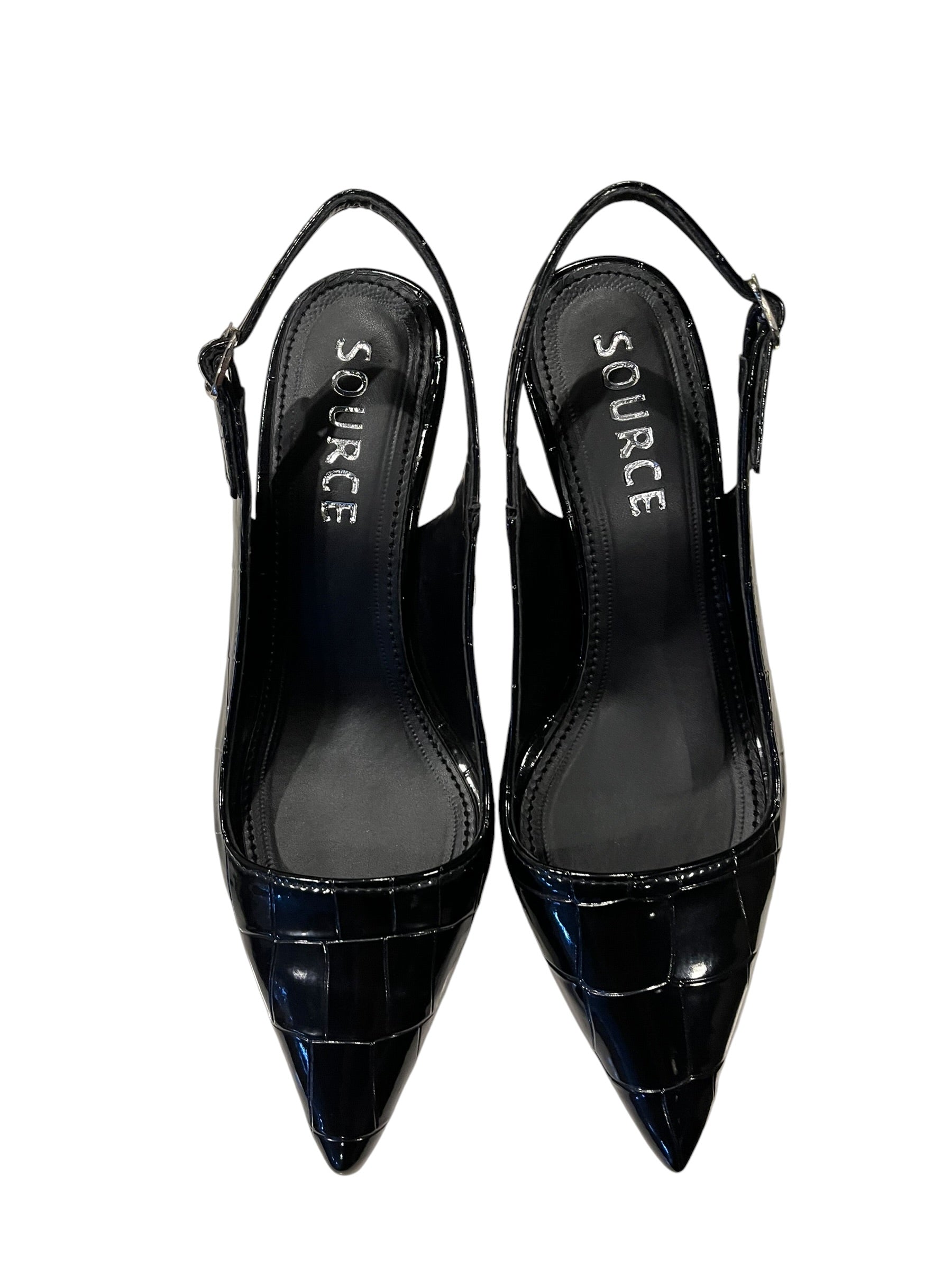 Croc Slingback Heels Source