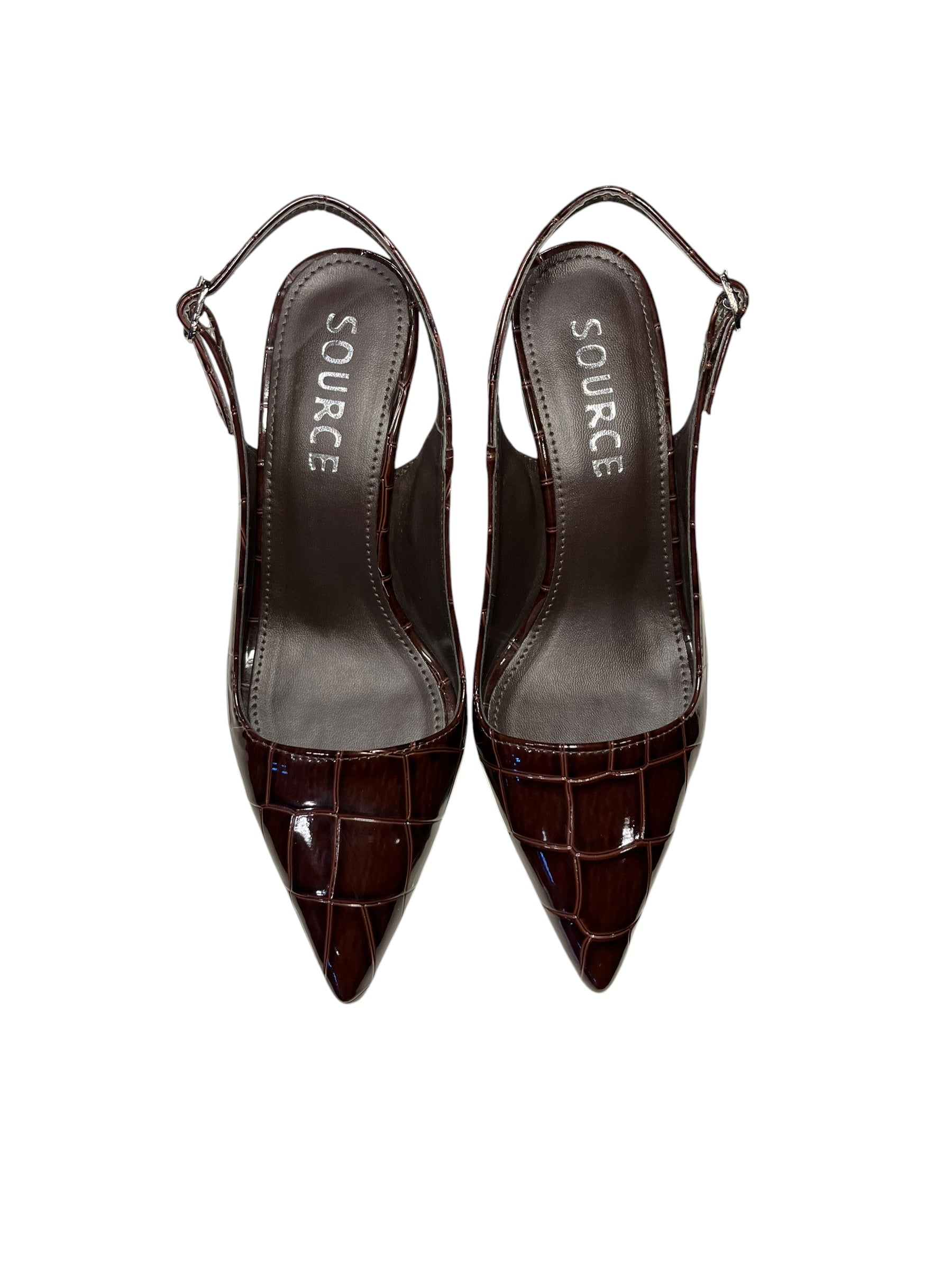 Croc Slingback Heels Source