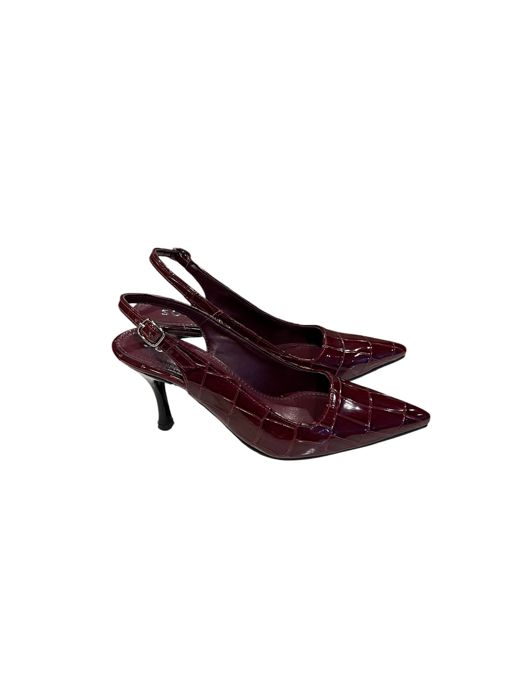 Croc Slingback Heels wine Source