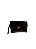 Croc Leather Clutch Black Source