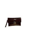 Croc Leather Clutch Brown Source
