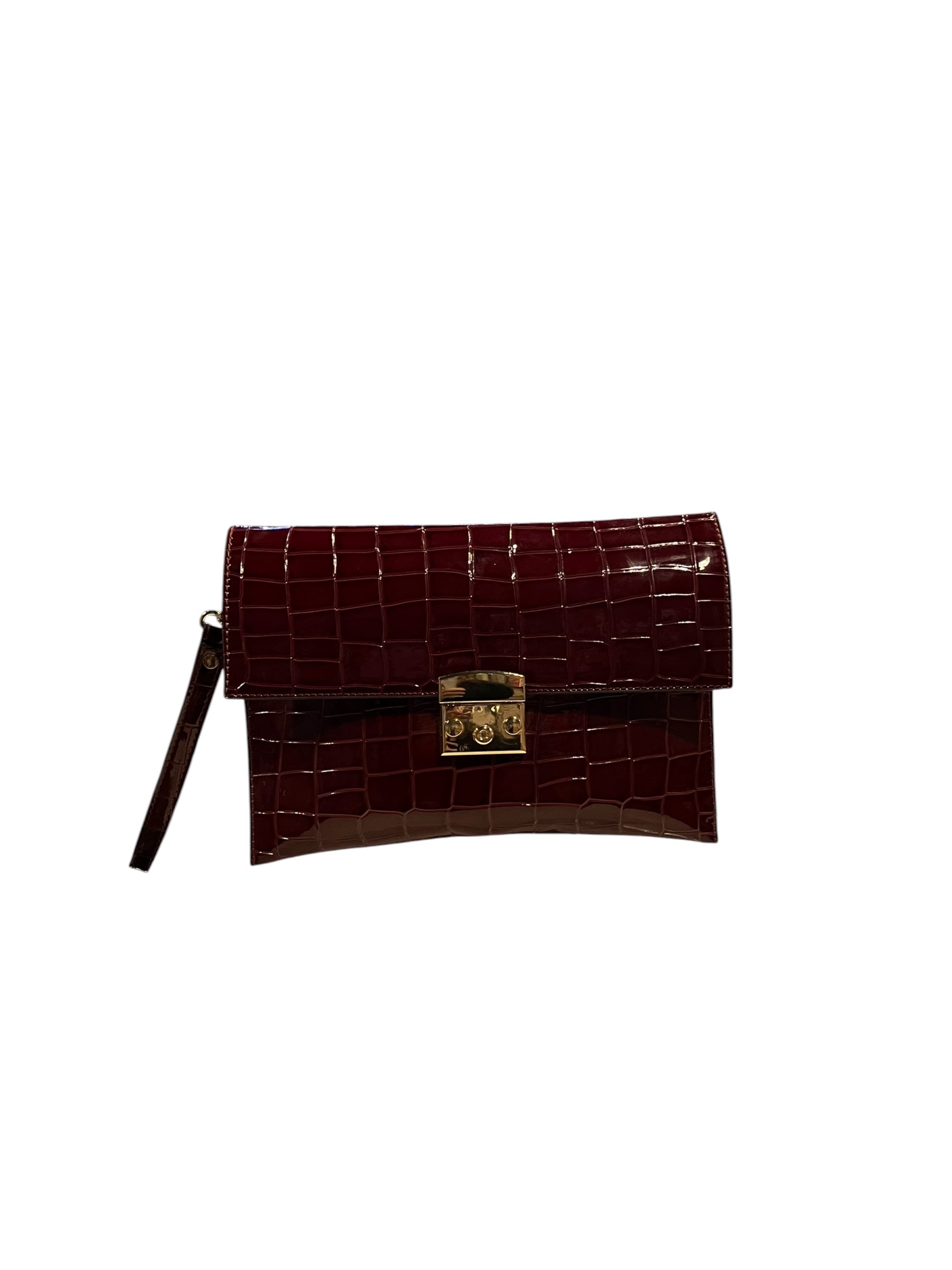 Croc Leather Clutch Wine Source