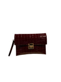Croc Leather Clutch Wine Source