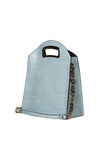 Ice Blue Croc-Embossed Shoulder Bag Source
