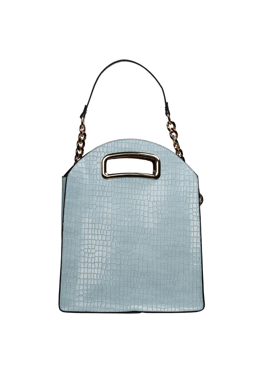 Ice Blue Croc-Embossed Shoulder Bag Source