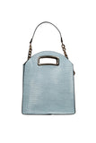 Ice Blue Croc-Embossed Shoulder Bag Source