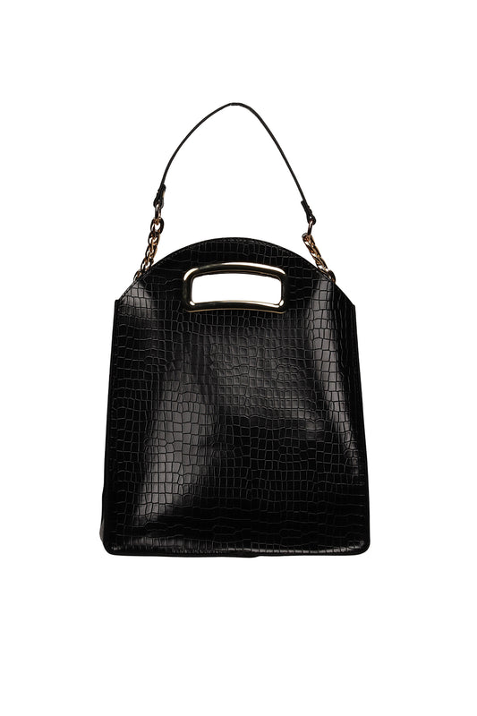 Black Croc Ruby Chain Shoulder Bag Source