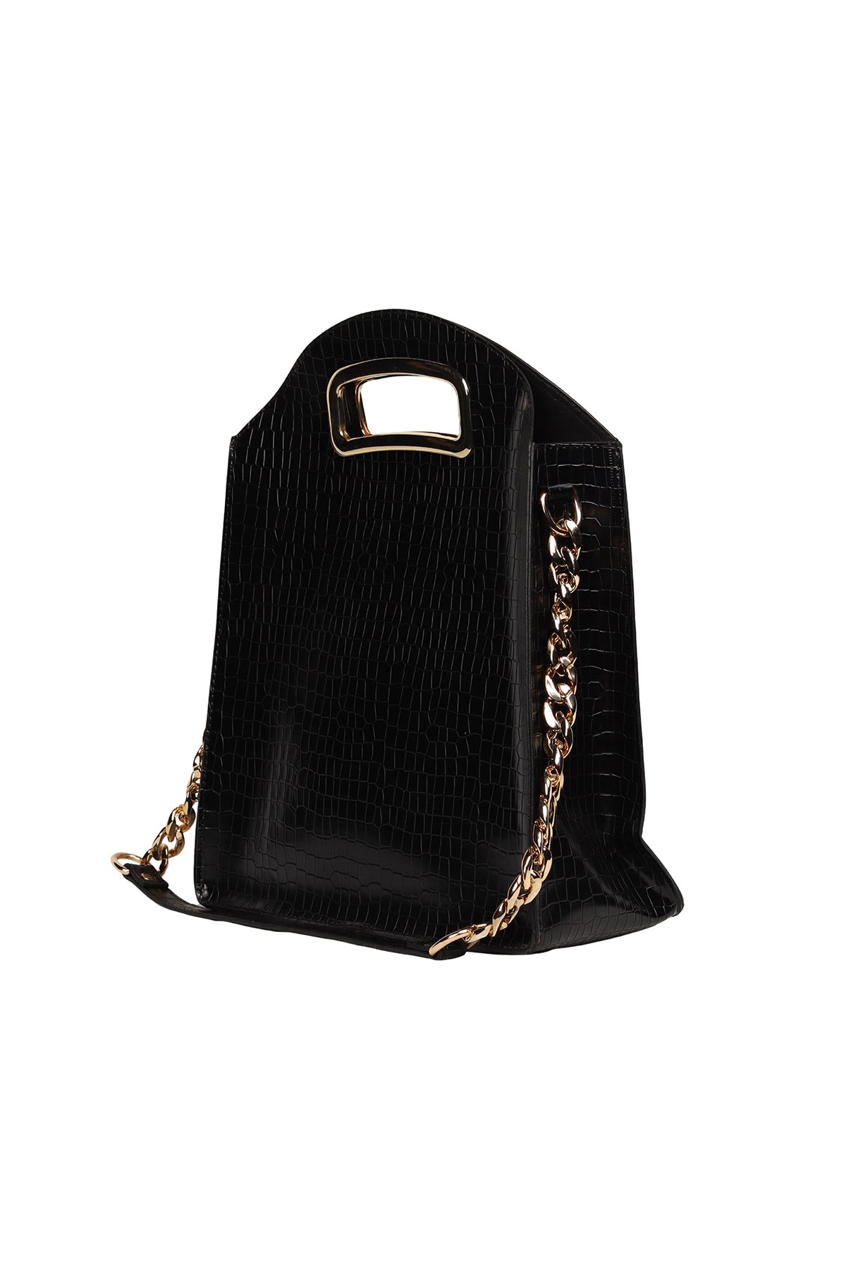 Black Croc Ruby Chain Shoulder Bag Source