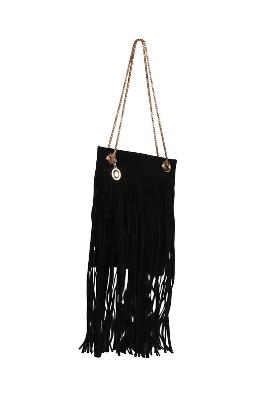 Black Madison Fringe Shoulder Bag Source