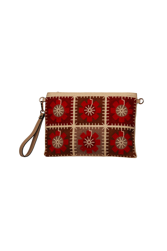 Rust Bloom Embroidered Wristlet Source