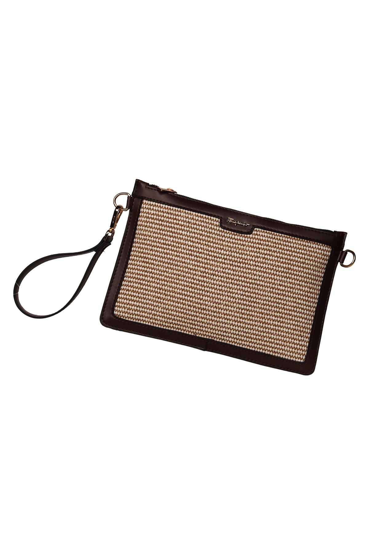 Deep Hazel Elara Woven Clutch Source