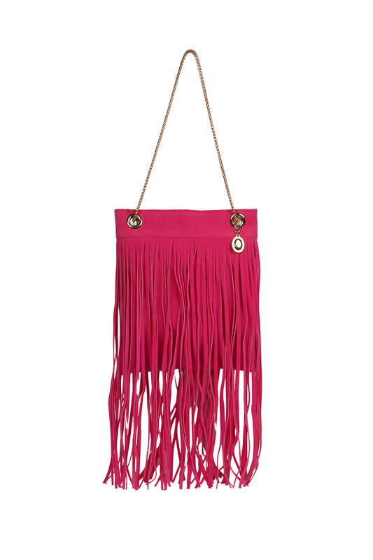 Hot Pink Madison Fringe Shoulder Bag Source