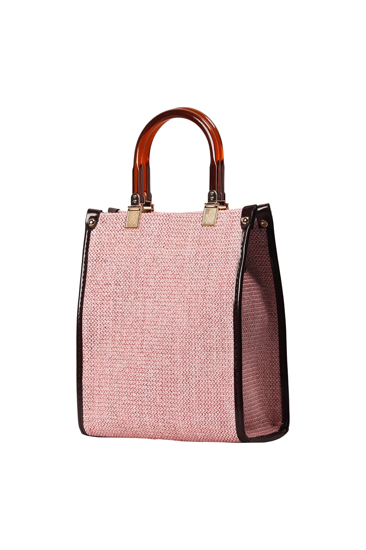 Blush Pink Amelia Woven Handle Bag Source