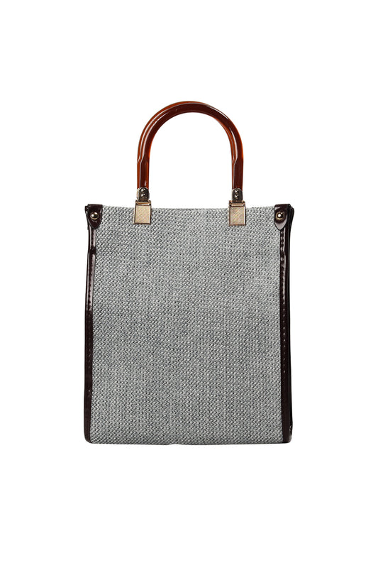Grey Amelia Woven Handle Bag Source