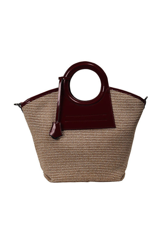 Wine Red Havana Round Handle Tote Source