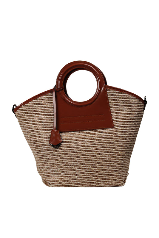 Cognac Havana Round Handle Tote Source